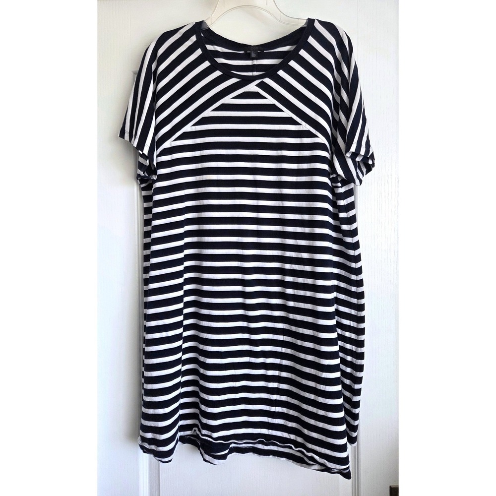 COS Navy Blue White Striped Cotton Short Sleeve T-Shirt Dress Size L Nautical
